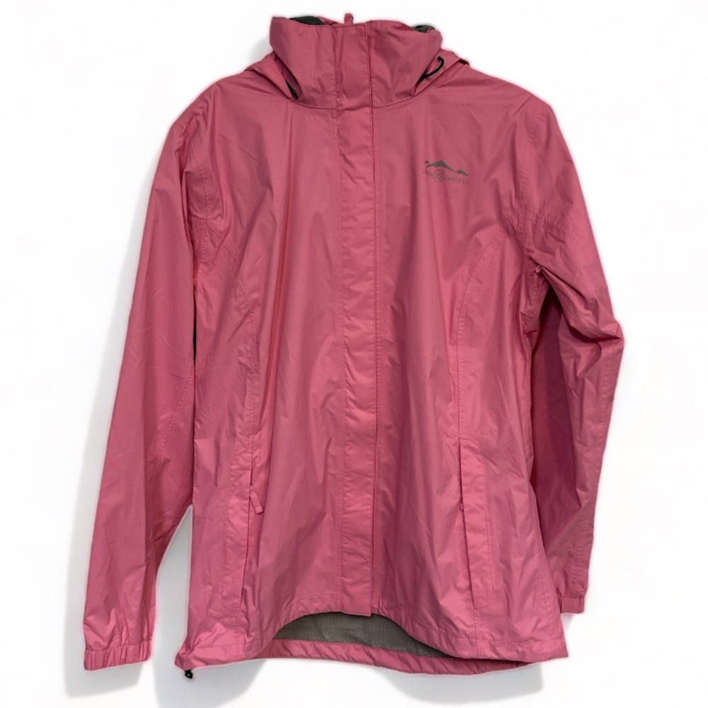 Lauren James Pink Preptec Preppy Rain Jacket With Hood Zipper Ladies Size XL NWT